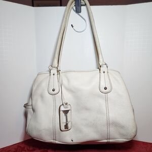 Fossil Classic White Leather Satchel Shoulder Bag SEE ALL PHOTOS